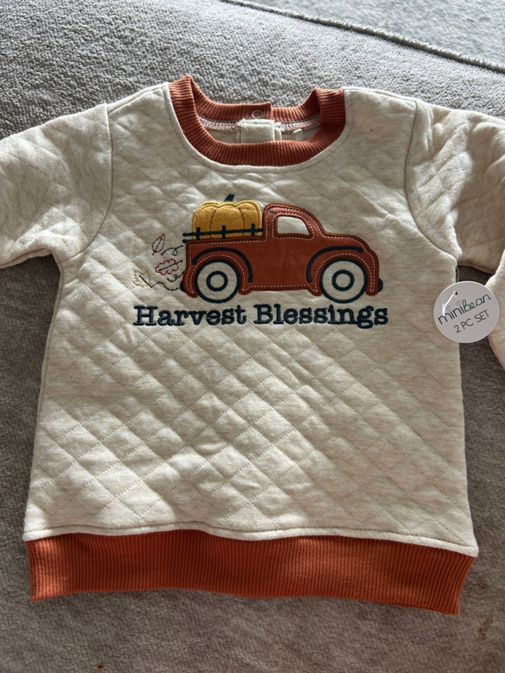 Harvest Blessings Quilted Cream & Rust Kids Sweatshirt